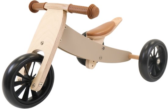 Bandits & Angels Smart Bike Loopfiets Hout 4-in-1 Beige Sand vanaf 1 jaar - Voor Jongens en Meisjes - Houten Loop Fiets - Omkeerbaar in Driewieler en Tweewieler - Verstelbaar Zadel van Merkloos