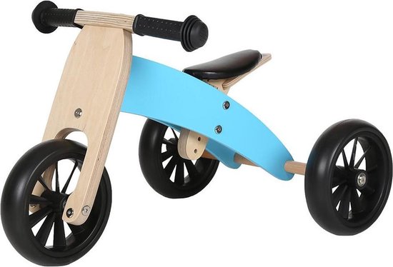 Bandits & Angels Smart Bike Loopfiets Hout 4-in-1 Blauw vanaf 1 jaar - Voor Jongens en Meisjes - Houten Loop Fiets - Omkeerbaar in Driewieler en Tweewieler - Verstelbaar Zadel van Bandits & Angels