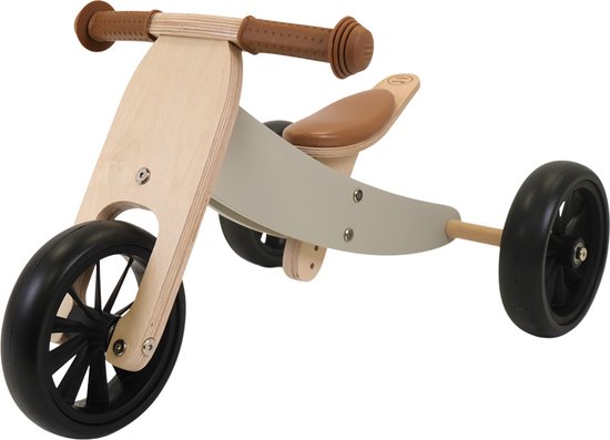 Bandits & Angels Smart Bike Loopfiets Hout 4-in-1 Groen vanaf 1 jaar - Voor Jongens en Meisjes - Houten Loop Fiets Olijfgroen - Omkeerbaar in Driewieler en Tweewieler - Verstelbaar Zadel van Bandits & Angels