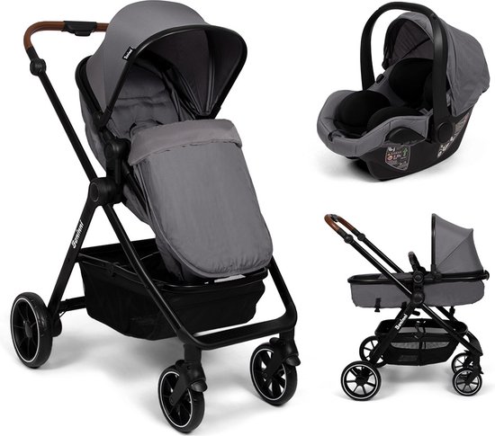 Baninni 3-in-1 Multi Standen Kinderwagen met Autostoel Adria Grijs van Baninni