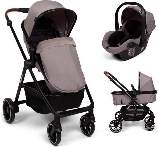 Baninni 3-in-1 Multi Standen Kinderwagen met Autostoel Adria Taupe van Baninni