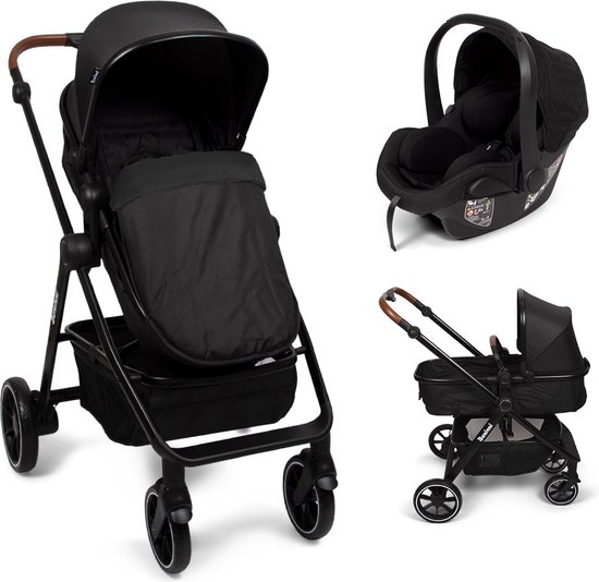 Baninni 3-in-1 Multi Standen Kinderwagen met Autostoel Adria Zwart van Baninni