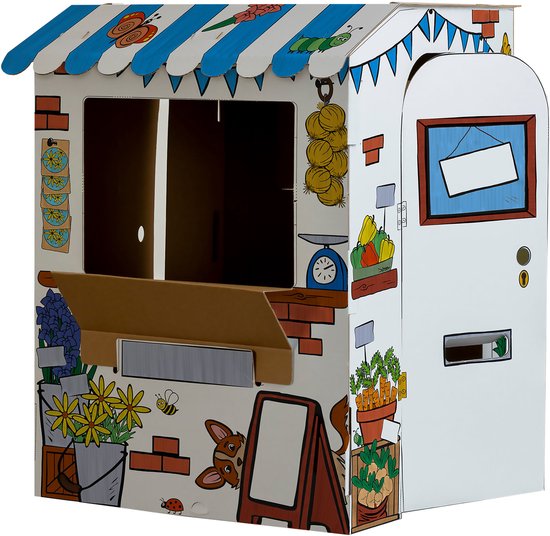 Bankers Box Play - Speelhuis stevig karton - Marktkraam - Inkleurbaar van Merkloos