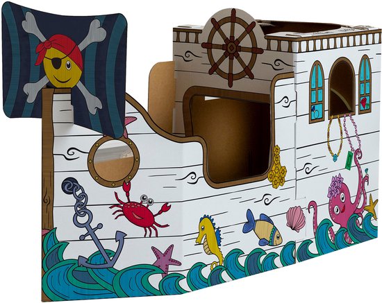 Bankers Box Play - Speelhuis stevig karton - Piratenschip - Inkleurbaar van Merkloos