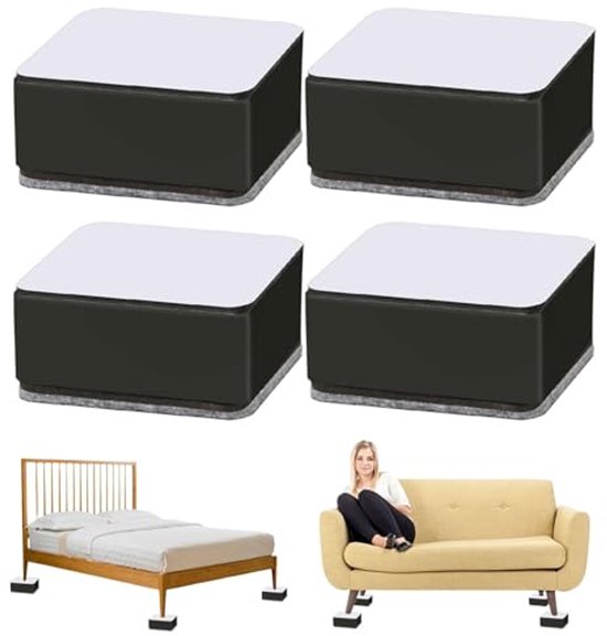 Bankverhoger 3 cm - Set van 4 Zelfklevende Meubelverhogingen van Koolstofstaal voor Banken, Bedden en Stoelen van Merkloos