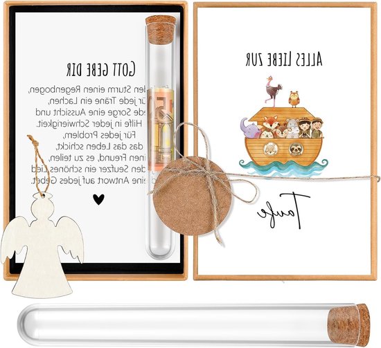 Baptism Gift voor Meisjes - Geldcadeaus in Gift Box met Testbuis en Houten Ark - Doop, Geboorte en Cadeaukaart Zaden
