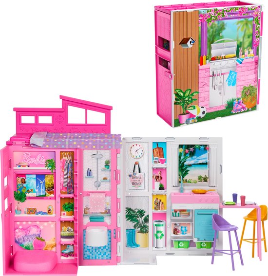 Barbie 65-jarig Jubileum Met 4-kamer Appartement Meubels En Pop Roze