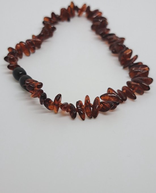 Barnsteen Kinderketting – Bruin met Veiligheids Popsluiting van Energetix