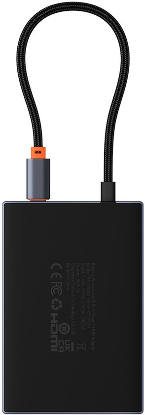 Baseus PioneerJoy Serie - 8w1 HUB Adapter - HDMI, DisplayPort, VGA, USB-A, USB-C - Grijs