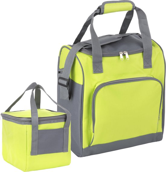 Basis Sterke Koeltas Set - 25 + 10 Liter - Lunchtas - Geïsoleerde koeltassen - Picknicktas - Coolerbag - Groen van Basi