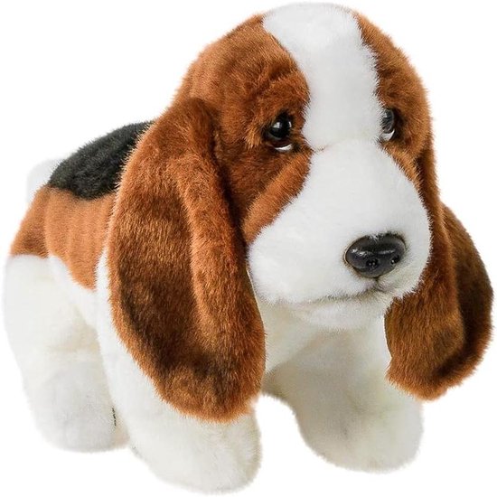 Basset hond knuffel - Pluche hond Stoffen puppy - Knuffelen en spelen - Knuffelzacht pluche - 32 cm zittend
