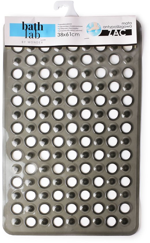 Bathlab ZAC BLACK Serie - Antislip Badmat - 38x61 cm - Sterke Zuignappen - Zwart Transparant van Merkloos