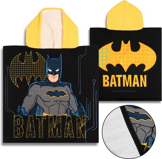 Batman Kinderhanddoek, badhanddoek Poncho met Capuchon voor Jongens 50x110 cm OEKO-TEX van Character World