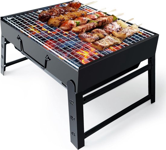 BBQ Barbecue-grill, draagbare opvouwbare houtskoolgrill voor bureau, tafelblad, outdoor, van roestvrij staal, barbecue-roker voor picknick, tuin, terras, camping, reizen van BB