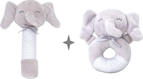 BBSKY - Set van 2 Baby Rammelaars - Olifantje van BBS