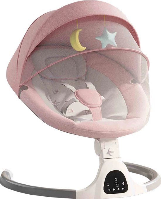 BBV Babywieg - Babybed - Wieg - Baby schommelstoel - Elektrische schommel - Roze - 65x65x47.5cm van BBV