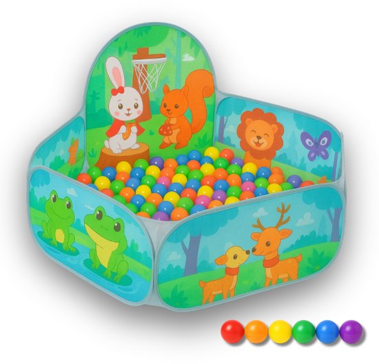 BDGoods® - Ballenbad - Inclusief 50 Ballen - Ballenbak voor Kinderen - met Basketbalring - Kinderspeelgoed 1 Jaar / 2 Jaar / 3 Jaar / 4 Jaar - Kind - Peuter - Ballen voor Ballenbak - Ballenbak Baby - Opvouwbaar - Jongens en Meisjes - Ball Pit van Merkloos