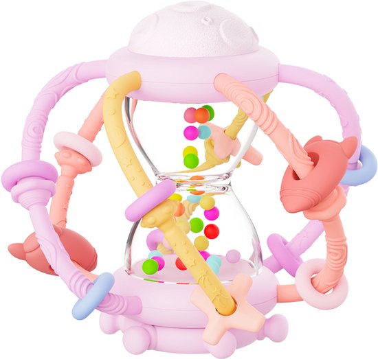 Be Sure Store® - Zandloper Rammelaar & Bijtspeelgoed Roze - Baby Speelgoed - Speelgoed 1 Jaar - Montessori Speelgoed - Speelgoed 6 Maanden - Speelgoed - Kinderspeelgoed - Bijtring - Rammelaar - Educatief Speelgoed - Baby van Be Sure Store®