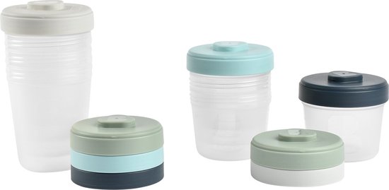 Béaba - Bewaarpotjes - Opbergdoosjes - 8 stuks - 4x 250ml + 4x 150ml - Blauw/groen van BEABA