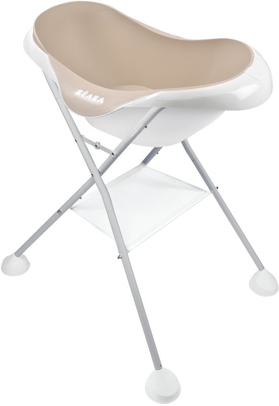 Béaba Camele'O Bad - Compact 29L Babybad met Afvoerplug - Ergonomisch & Antislip Bad - Met Douchekop Steun - Vanaf 0 Maanden - Gemaakt in Frankrijk - Wit
