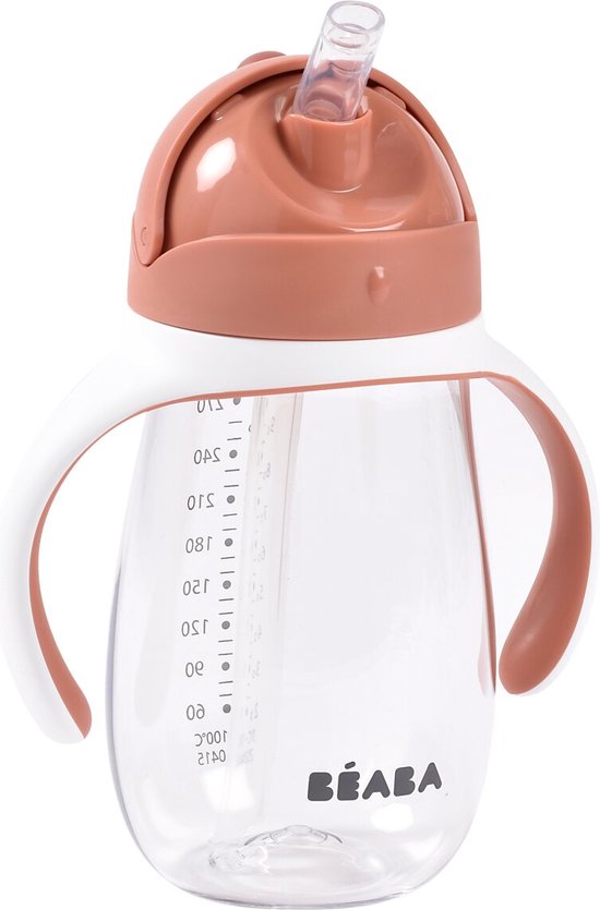 Béaba Drinkbeker - Rietjesbeker 300 ml - Lekvrij - Verwijderbare Handvatten - Vanaf 8 Maanden - Terracotta van Merkloos