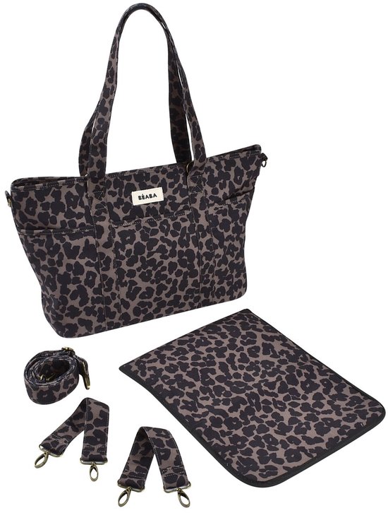 Béaba Luiertas Madrid – Verzorgingstas met 11 Vakken – Inclusief Verschoningsmatje & Isothermisch Vak – 22L Tote Bag – Luipaardprint van Merkloos