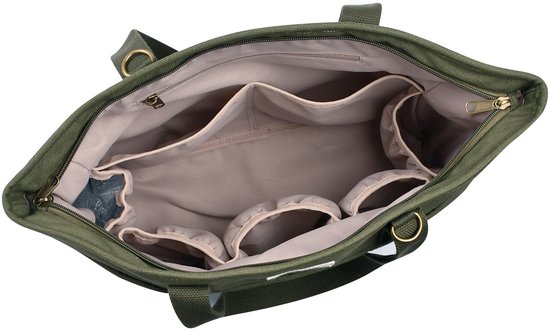Béaba Luiertas Madrid – Verzorgingstas met 11 Vakken – Inclusief Verschoningsmatje & Isothermisch Vak - Beige - 22L Tote Bag - Lichen/Seagrass (Kaki)