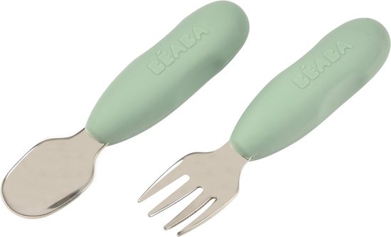 Béaba Pre-bestek - Bestekset - Set van 2 - Vork en lepel - Groen van BEABA