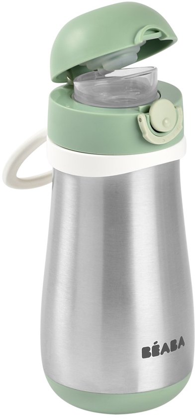 Béaba RVS Drinkfles – 350 ml – Groen – Lekvrij & Isolerend – Met Handvat – Voor Kinderen van Merkloos