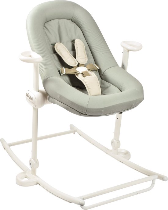 Béaba Sitter Relax Up & Down Plus - 4 Verstelbare Hoogtes - Tem 9 kg / 9 maanden - Inclusief Zitverkleiner - Seagrass - Wipstoel van Beaba