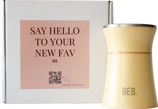 BEB flessenwarmer – Stijlvolle beige flessenverwarmer voor onderweg - Compact en draadloos - Geschikt voor flessenmerken o.a. Dr Brown's (brede + smalle hals), AVENT Philips, en meer - Bekend van magazines van BEB