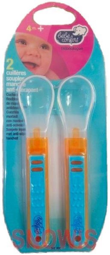 Bebe Confort - 2 Soepele lepels met anti-slip handvat - Turquoise van Bebe Confort