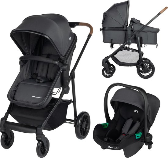 Bebeconfort Haze Trio - 3-in-1 reissysteem kinderwagen - 0-4 jaar (0-22 kg) - 2-in-1 zitgedeelte - Mineral Graphite van Bebeconfort