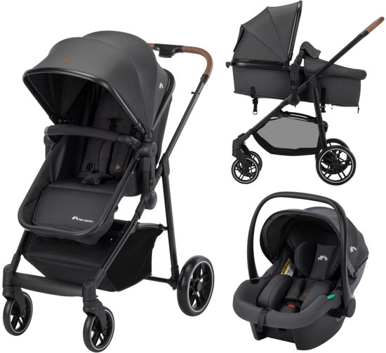 Bebeconfort Haze Trio Luxe - 3-in-1 reissysteem kinderwagen - 0-4 jaar (0-22 kg) - 2-in-1 stoel - Mineral Graphite