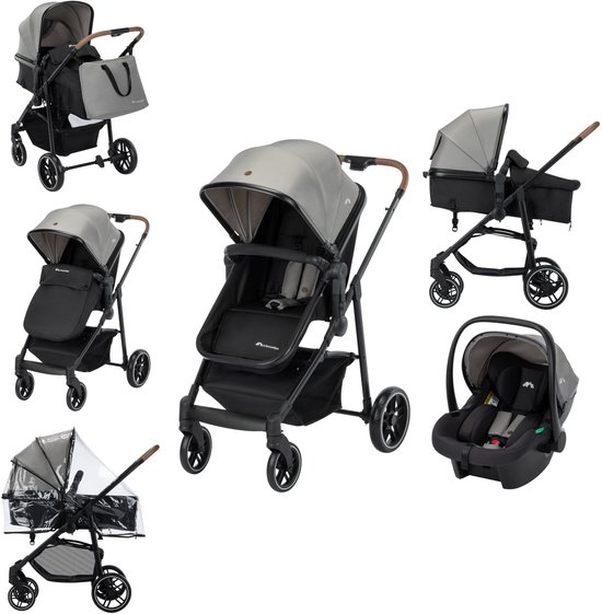 Bebeconfort Haze Trio Luxe - 3-in-1 reissysteem kinderwagen - 0-4 jaar (0-22 kg) - 2-in-1 stoel - Tinted Gray