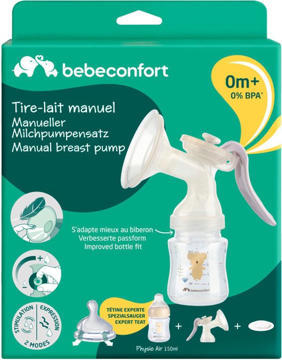 Bebeconfort Manual Breast Pump - Silicone Breast Pump - Manual Breast Pump Set Including 150ml Baby Bottle - Sand van Bebeconfort