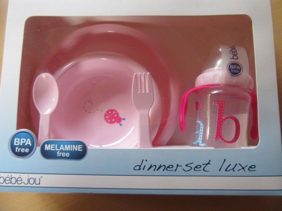 bebejou , eetset , dinerset luxe abc lichtroze van Bebe Jou