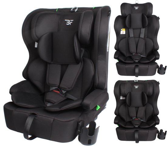 Bebies First Autostoel Allure Groep 1/2/3 9-36 kg (76 tot 150 cm) Vanaf 15 maanden tot 12 jaar - Isofix & i-Size - Met Bekerhouder - Zwart van Bebies First