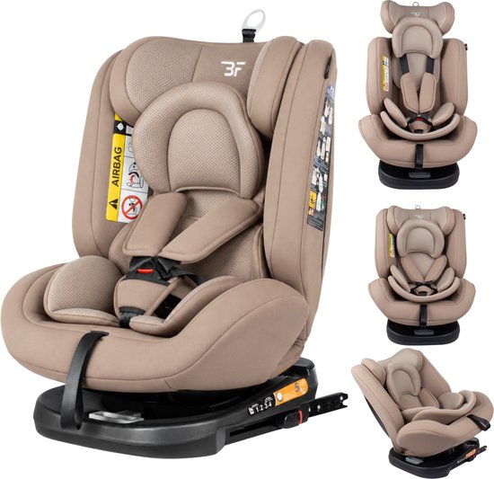 Bebies First Autostoel Kiddo I-Size 360° Draaibaar & Isofix Groep 0/1/2/3 (40-150 cm) - Beige