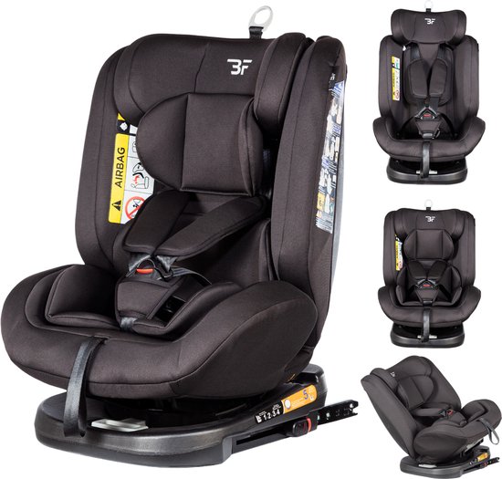 Bebies First Autostoel Kiddo I-Size 360° Draaibaar & Isofix Groep 0/1/2/3 (40-150 cm) - Zwart van Merkloos