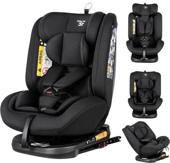 Bebies First Autostoel Kiddo I-Size 360° Draaibaar & Isofix Groep 0/1/2/3 (40-150 cm) - Zwart