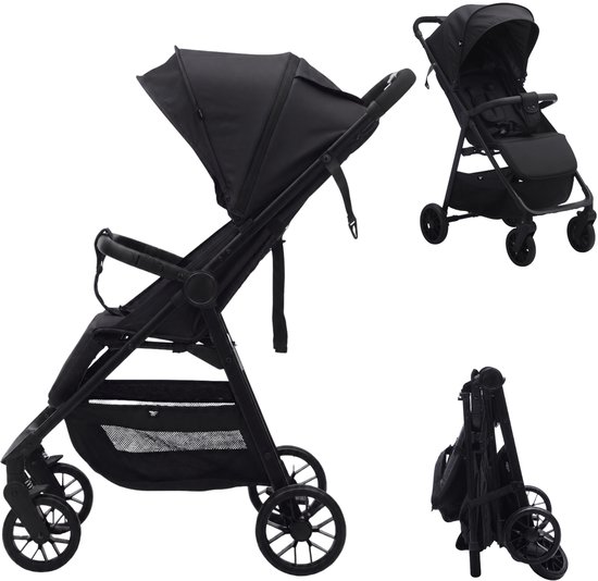 Bebies First Buggy MIO - Lichtgewicht Opvouwbare buggy- 5 Verstelbare Standen - Zwenkwielen, Zonnekap & Boodschappenmand - Geschikt vanaf 6 Maanden tot 22 kg - Zwart