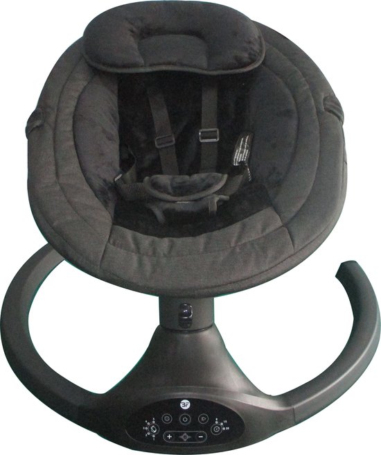 Bebies First Elektrische Wipstoel/ Schommelstoel Met Bluetoothfunctie Relax Met Kap & Speelboog - Zwart van Bebies First