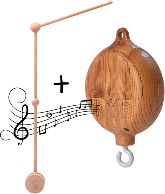 Bebyto® Houten Mobielhouder - Muziekdoosje - Babymobiel - Muziekmobiel - Babyshower - Kraamcadeau - Boxmobiel houder van Merkloos