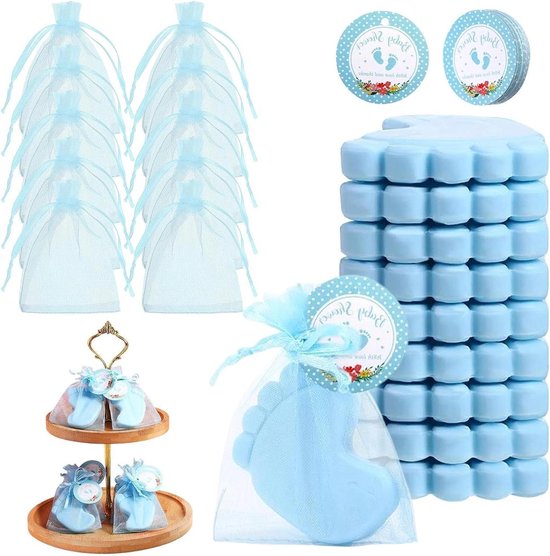 Bedankjes Gender Reveal - Souvenir Attenties - Feestelijke Viering - Handgemaakte Geurzeep - 10 Sets - Blauw