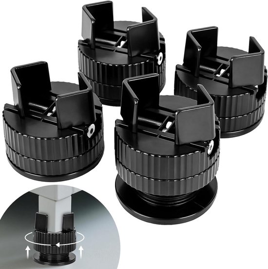 Bedverhogers - Bedpoten - Meubels Verhogen - Verstelbaar - 4 stuks - Zwart
