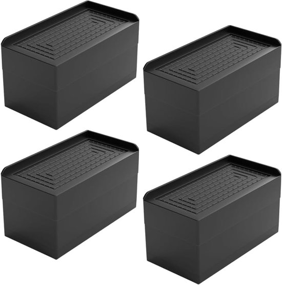 Bedverhogers, rechthoekige verhogers, 7,5 cm, in hoogte verstelbaar voor tafel, stoel, bank, bank, wasmachine, kast 11,5 x 6 x 7,5 cm (zwart)