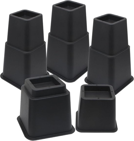 Bedverhogers Set - Meubel Lifters - Meubels Verhogen - Hoge Gewichtscapaciteit - 20 cm Hoog - Zwart van Merkloos