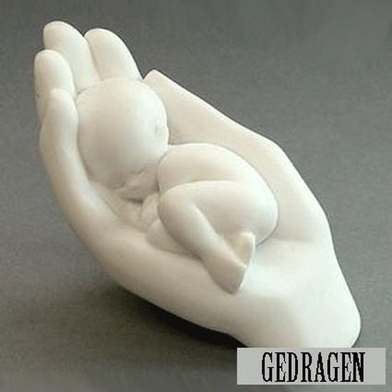 Beeldje - EMO18 - baby in hand - wit - 6cm van Dragon Euro Trade