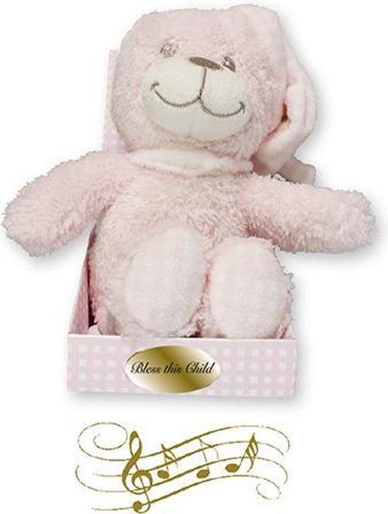 Beer knuffel pluche met muziekdoos rose van Merkloos